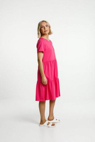 Homelee Short Sleeve Kylie Dress - Pink - HL260 PINK - allaboutagirl
