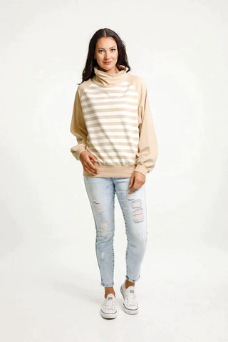 Homelee Sienna Sweater - Coffee Stripe - HL391 W02 - allaboutagirl