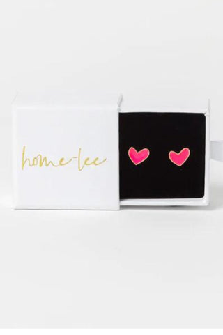 Homelee Stud Heart Earings - Neon PInk - PinkHearts - allaboutagirl