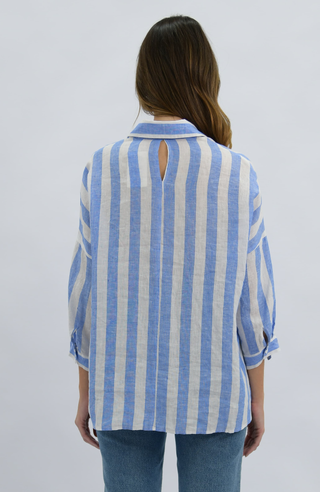 Hudson Linen Shirt - Blue Stripe