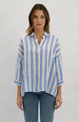 Hudson Linen Shirt - Blue Stripe