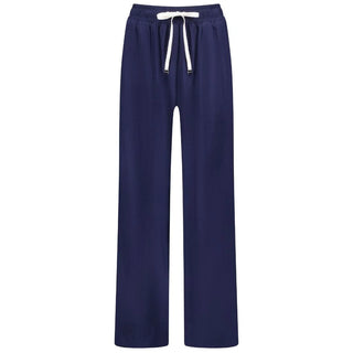 Indiana Wide Leg Pants - Navy With Cream Stripe