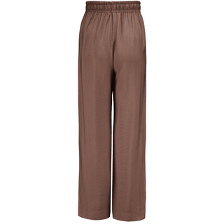 Brown wide leg linen blend lounge pants with elasticated waistband
