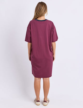 Intentional Contrast Tee Dress - Plum - 55X0343.PLUM - All About A Girl