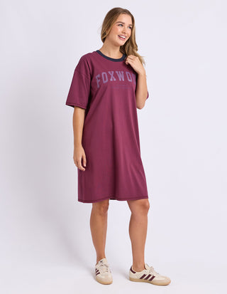 Intentional Contrast Tee Dress - Plum - 55X0343.PLUM - All About A Girl