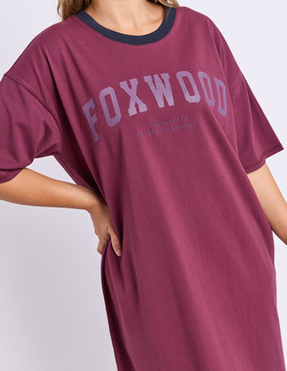 Intentional Contrast Tee Dress - Plum - 55X0343.PLUM - All About A Girl