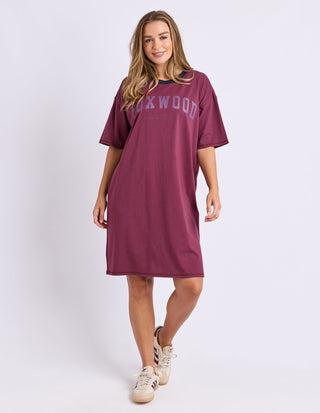 Intentional Contrast Tee Dress - Plum - 55X0343.PLUM - All About A Girl