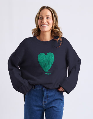 Intersia Heart Knit - Navy