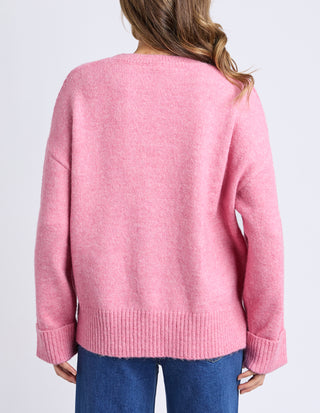Intersia Heart Knit - Quartz Pink