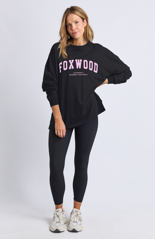 Interval Long Sleeve Tee - Black with Neon Pink