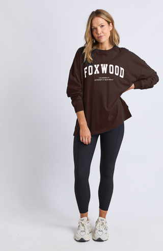 Interval Long Sleeve Tee - Coffee Bean/White