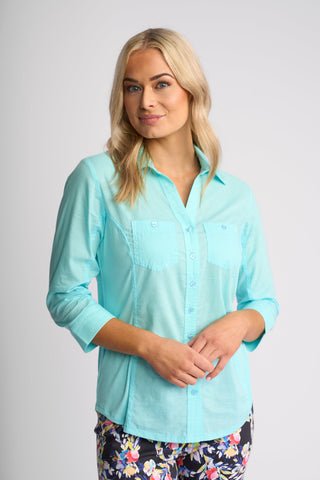 Isla Shirt With Side Ribbing - Marine - 4032 - All About A Girl