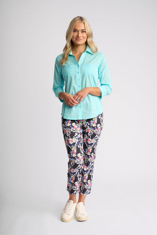 Isla Shirt With Side Ribbing - Marine - 4032 - All About A Girl