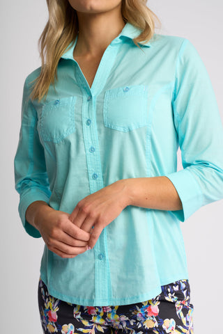 Isla Shirt With Side Ribbing - Marine - 4032 - All About A Girl