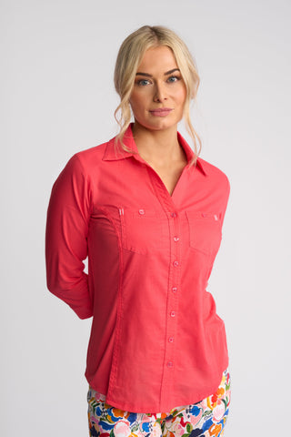 Isla Shirt With Side Ribbing - Raspberry - 4032 - All About A Girl