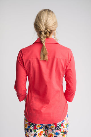 Isla Shirt With Side Ribbing - Raspberry - 4032 - All About A Girl