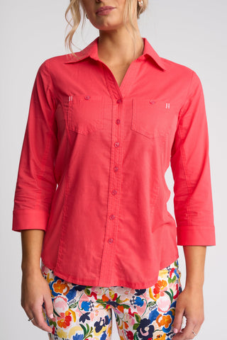 Isla Shirt With Side Ribbing - Raspberry - 4032 - All About A Girl