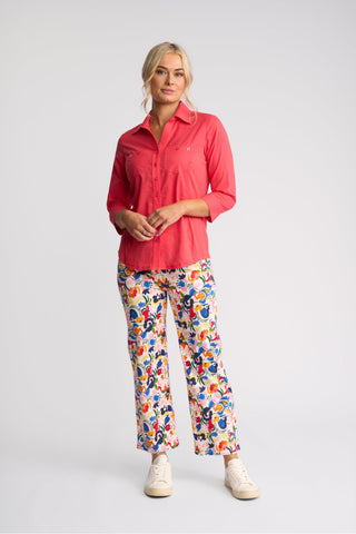 Isla Shirt With Side Ribbing - Raspberry - 4032 - All About A Girl