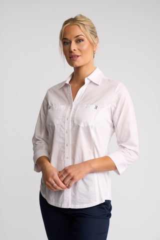 Isla Shirt With Side Ribbing - White -  - All About A Girl