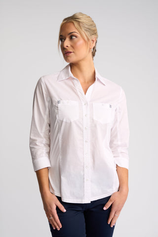Isla Shirt With Side Ribbing - White -  - All About A Girl