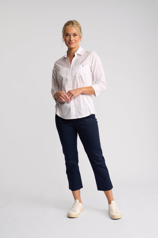 Isla Shirt With Side Ribbing - White -  - All About A Girl