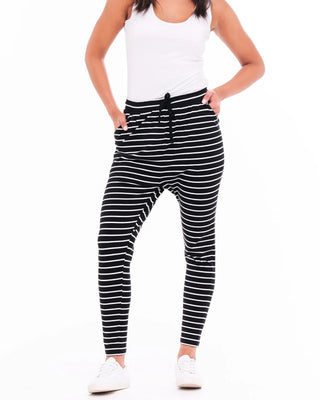 Jade Pants - Black/White Stripe - BB225 - allaboutagirl