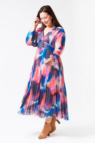 Janie Pleated Dress - Multi Dye - C24041188 - allaboutagirl