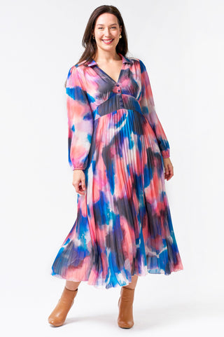 Janie Pleated Dress - Multi Dye - C24041188 - allaboutagirl