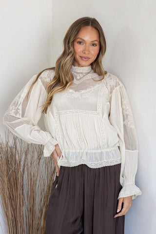 Embroidered Vintage Blouse - Natural