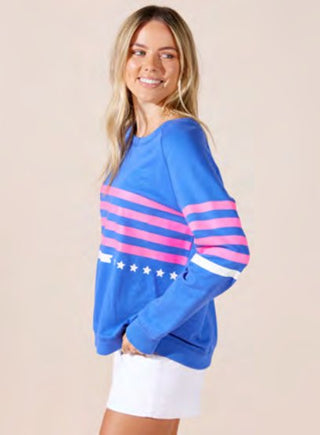Jovie The Label Sandy Sweatshirt - Cobalt with Stripes - allaboutagirl