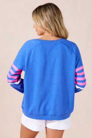 Jovie The Label Sandy Sweatshirt - Cobalt with Stripes - allaboutagirl
