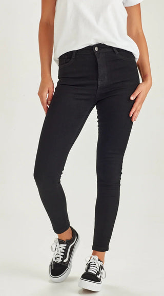 Junkfood Slip Ankle Grazer Jeans - Black - LG30228B - allaboutagirl