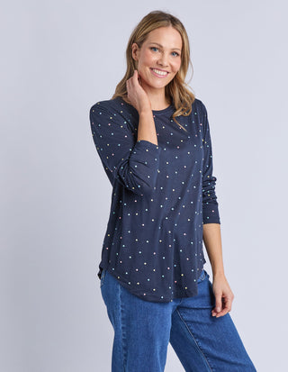 Kaja Long Sleeve Tee - Navy - 8178062.NAVY - All About A Girl