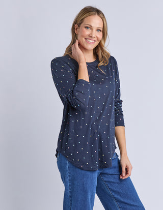 Kaja Long Sleeve Tee - Navy