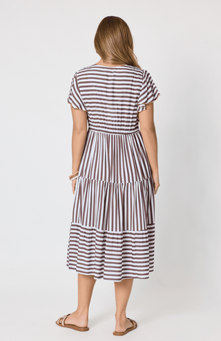 Kalahari Striped Dress - Coffee White - 49543 - All About A Girl