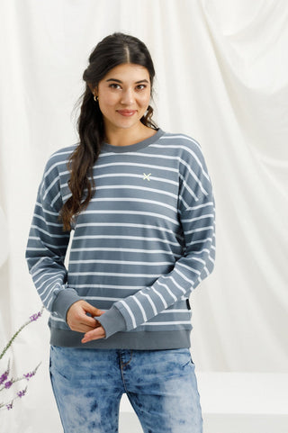 Kayla Crew - Storm Stripe With Lime Cross - allaboutagirl