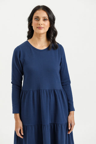 Kendall Long Sleeve Dress - Indigo Blue - HL398 W06 - allaboutagirl