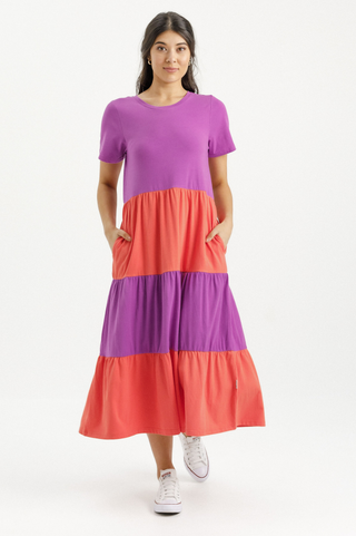 Short Sleeve Kendall Dress - Orchid/Berry