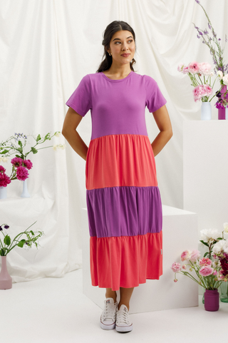 Short Sleeve Kendall Dress - Orchid/Berry