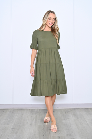 Frilled Dress - Khaki