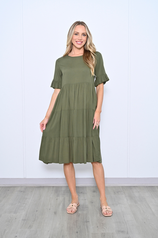 Frilled Dress - Khaki