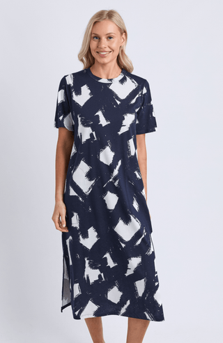 Klee Tee Dress - Navy Print - 8188052.NAVY - All About A Girl