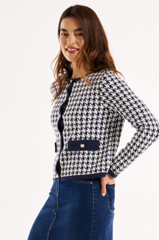 Lady Cardigan - Navy Houndstooth - BB6064 - allaboutagirl