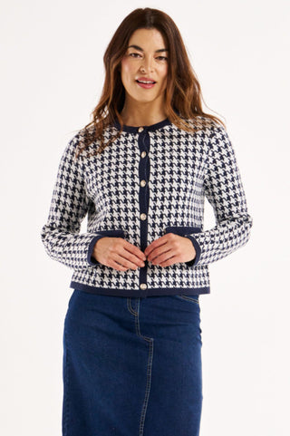 Lady Cardigan - Navy Houndstooth - BB6064 - allaboutagirl