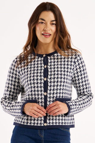 Lady Cardigan - Navy Houndstooth - BB6064 - allaboutagirl