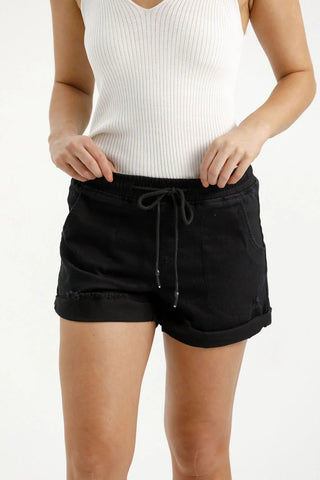Lagoon Denim Shorts - Jet Black - HLD LAG JET - All About A Girl