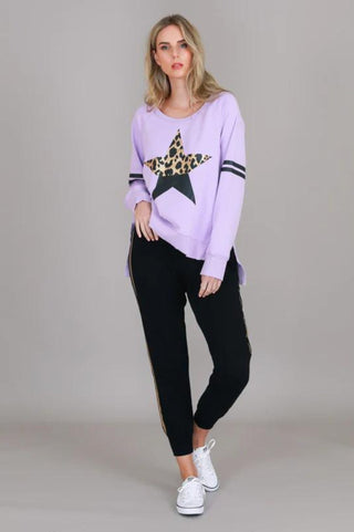 Leopard Star Sweatshirt - Dusty Purple - 1256-1355-D - allaboutagirl