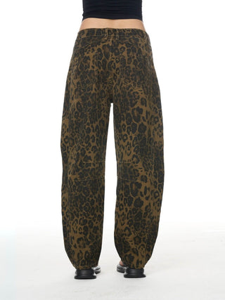 Leopard Barrell Jeans
