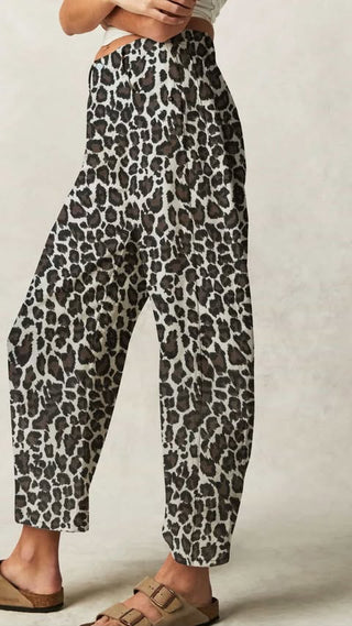 Crop Barrell Jeans - White Leopard