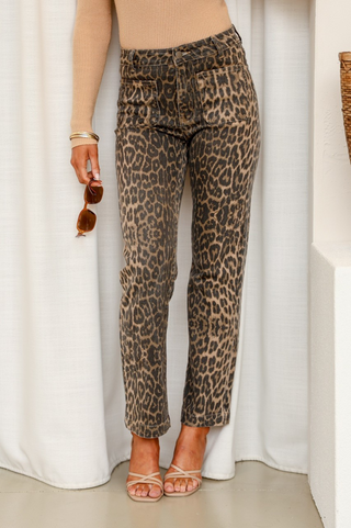 Animal Print Jeans - Brown